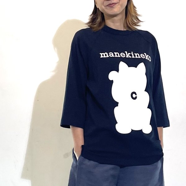 画像1: 招き猫プリント七分袖Ｔシャツ (1)