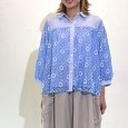 画像1: チュールレース使い　丸襟ブラウス (1)