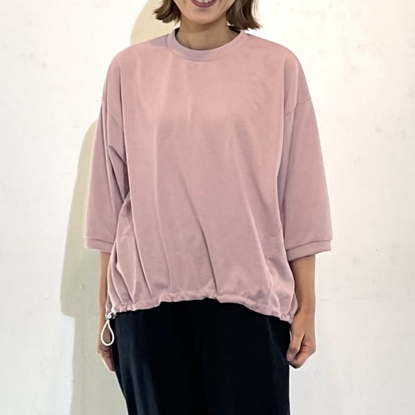 画像1: 裾ドローストリング　五分袖ドライＴシャツ (1)