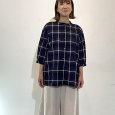 画像1: シャドーチェックバンドカラーシャツ (1)