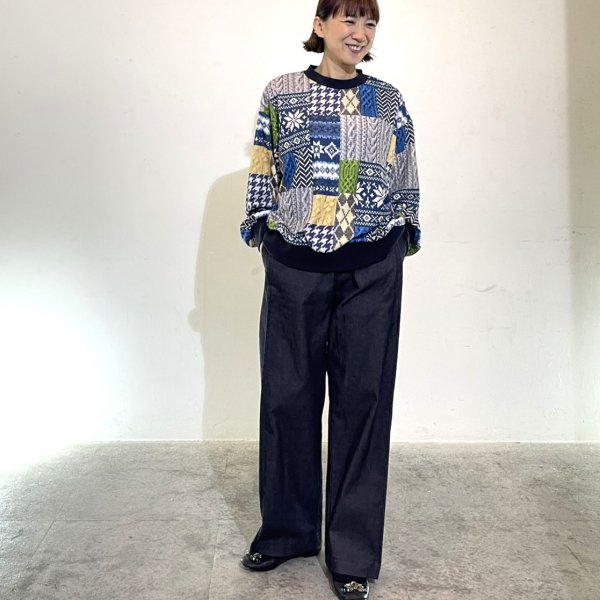 画像2: ストレッチデニム　箱ロングパンツ (2)