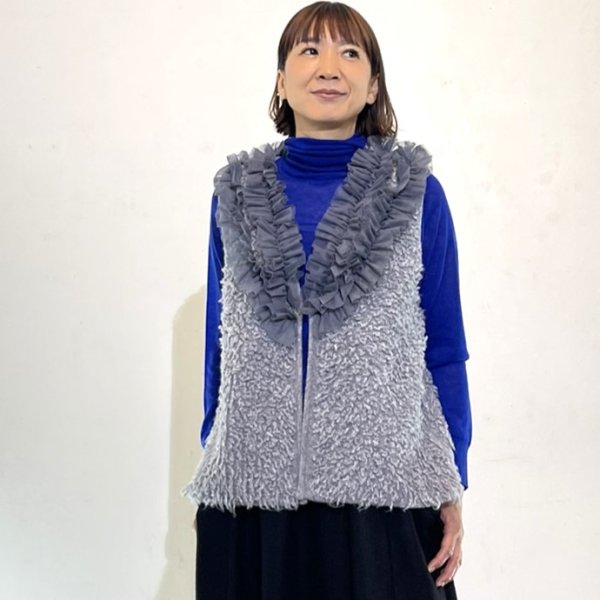 画像7: チュールフリル付き　ニットベスト (7)