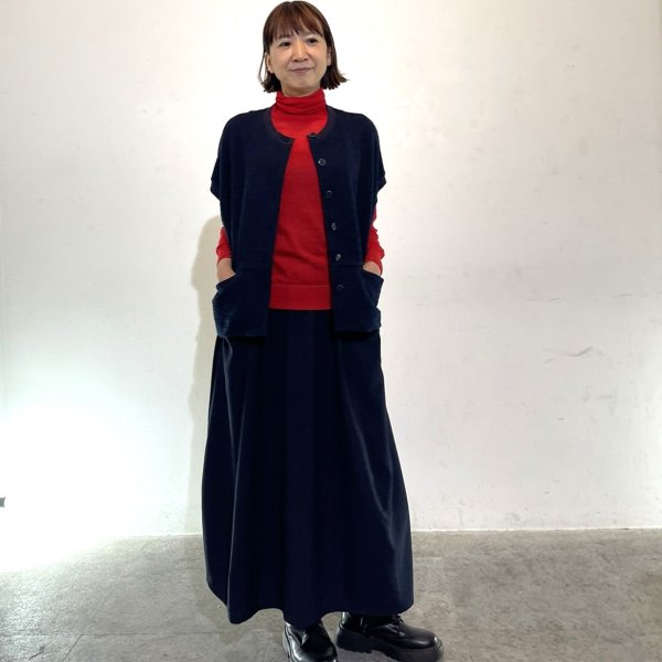 画像4: ツイード調異素材　ワイドベスト (4)