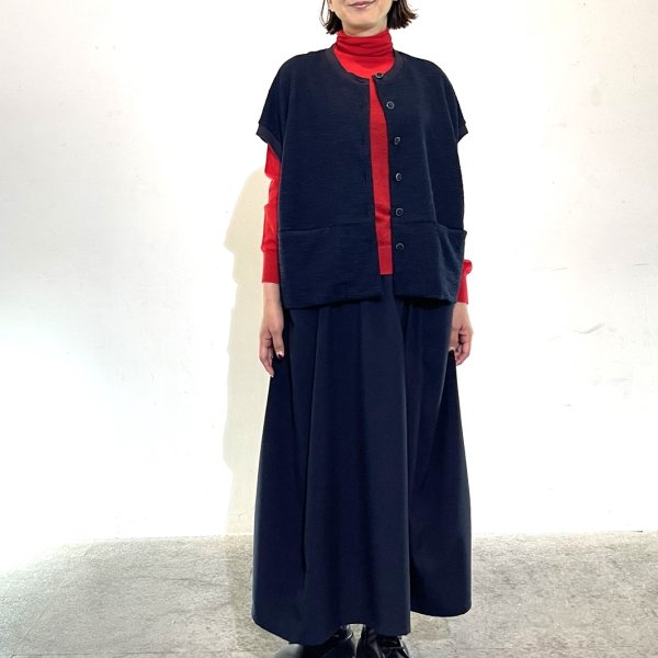 画像2: ツイード調異素材　ワイドベスト (2)