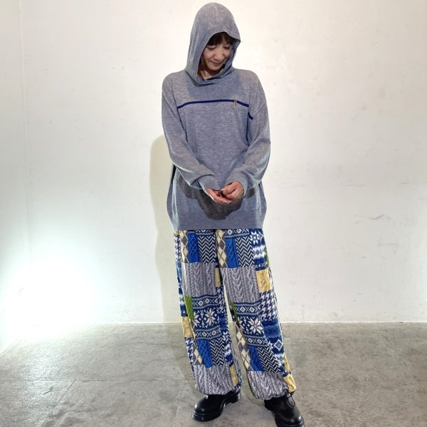 画像5: パッチワーク柄ウエストリブ　裾ドローストリングパンツ (5)