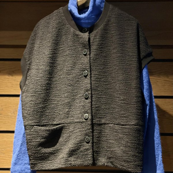 画像10: ツイード調異素材　ワイドベスト (10)