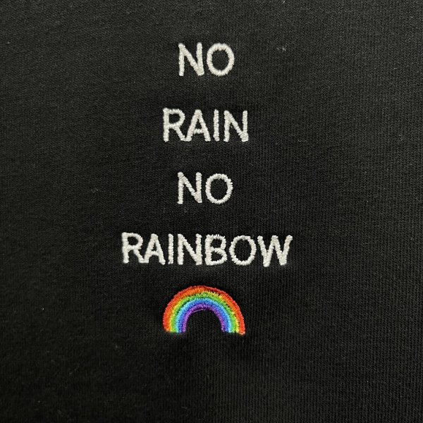 画像14: "no rain no rainbow" 刺繍入り　七分袖　ラグランＴシャツ (14)