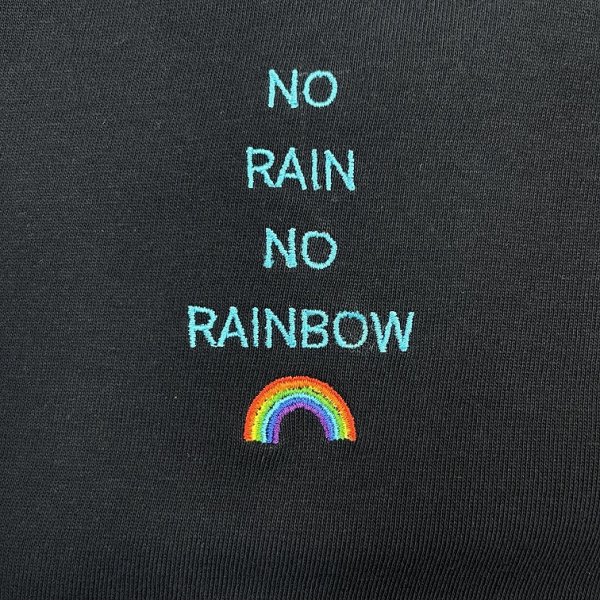 画像12: "no rain no rainbow" 刺繍入り　七分袖　ラグランＴシャツ (12)