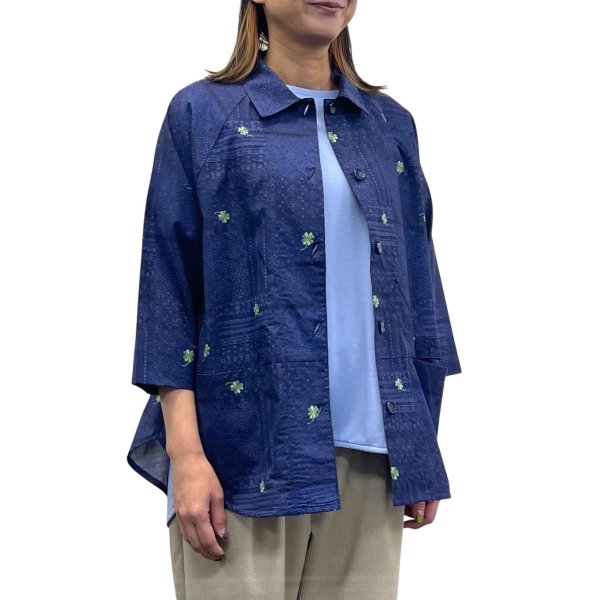 画像8: レース＆クローバー刺繡プリント　ラグランシャツ (8)