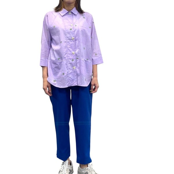 画像6: レース＆クローバー刺繡プリント　ラグランシャツ (6)