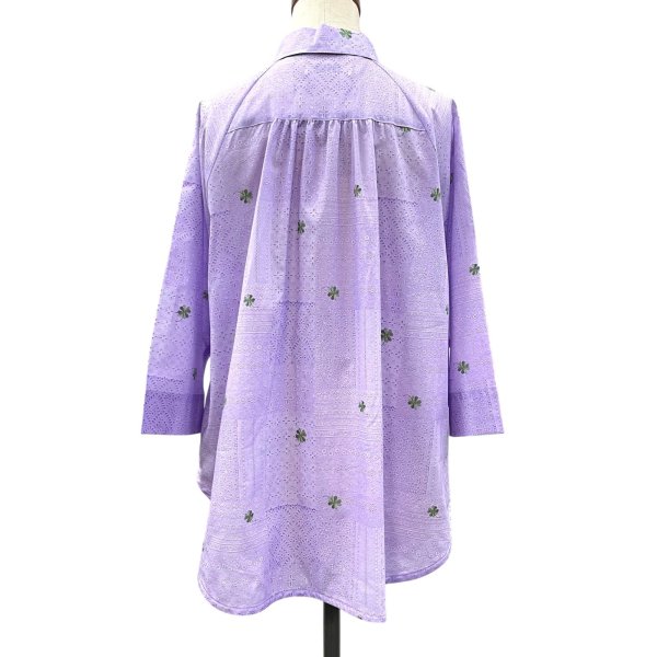 画像15: レース＆クローバー刺繡プリント　ラグランシャツ (15)