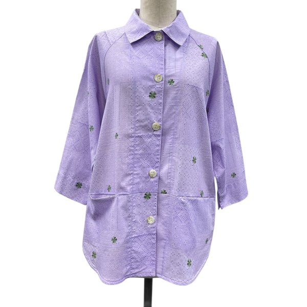 画像14: レース＆クローバー刺繡プリント　ラグランシャツ (14)