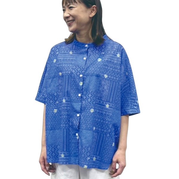 画像1: レース柄　楽ちん　ラウンドシャツ (1)