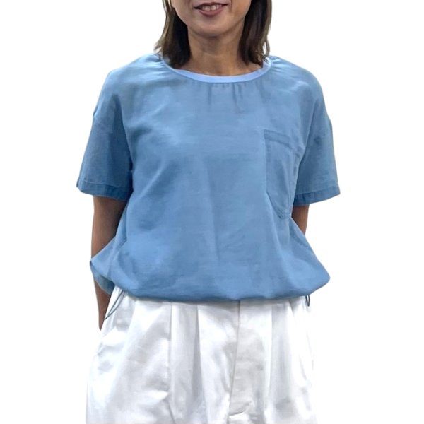 画像1: シアーデニム　ポケット付きプルオーバー (1)