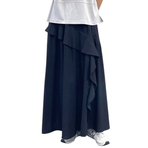 画像2: アシンメトリーフリルロングスカート (2)