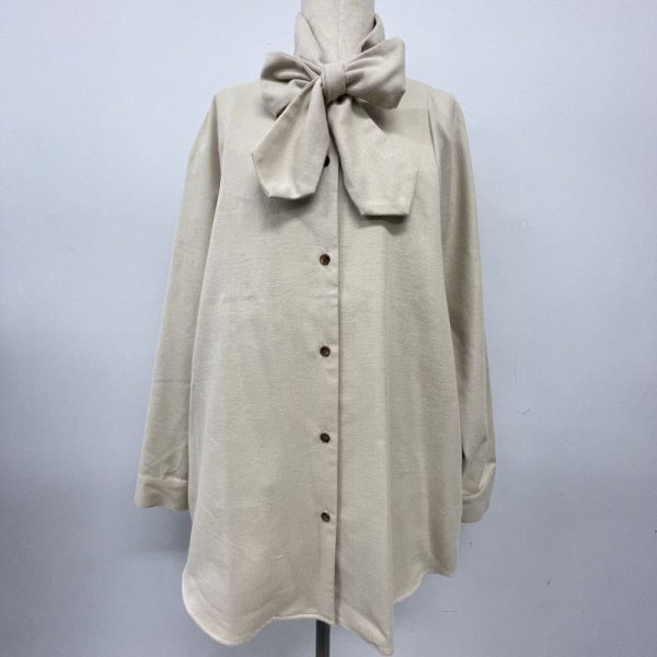 画像3: [cocora]シャツ・ブラウス ボータイ付きフレアーシャツ (3)