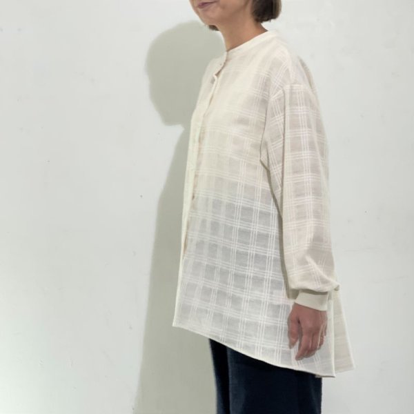 画像4: [cocora]シャツ・ブラウス 袖口リブバンドカラーシャツ (4)