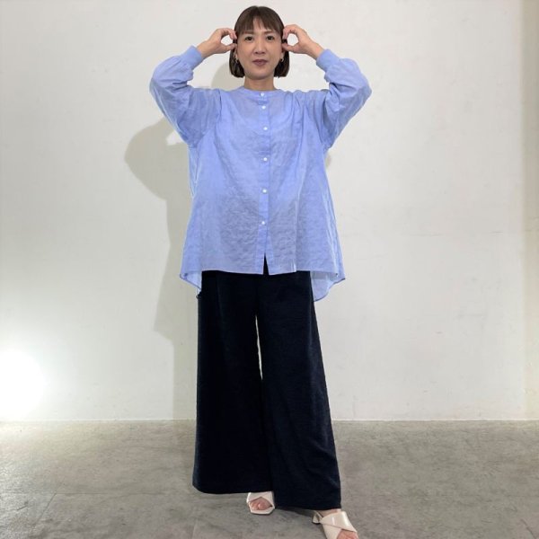 画像7: [cocora]シャツ・ブラウス 袖口リブバンドカラーシャツ (7)