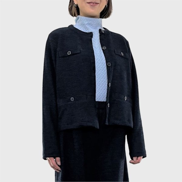 画像9: [cocora]カットソー 布帛使いクルージャケット (9)