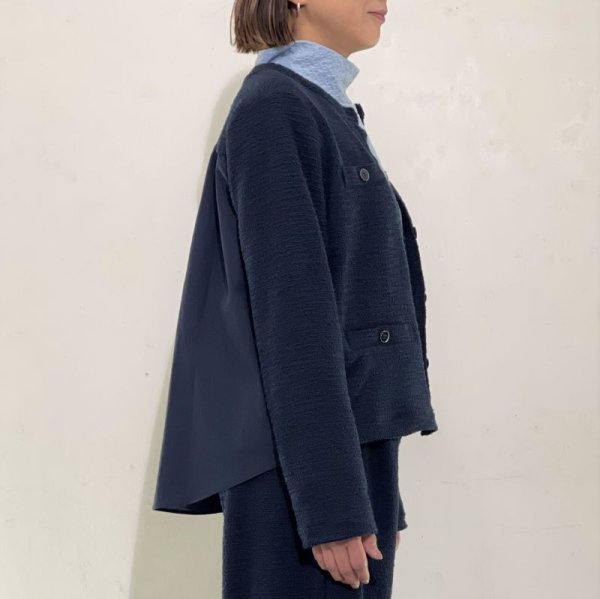 画像10: [cocora]カットソー 布帛使いクルージャケット (10)