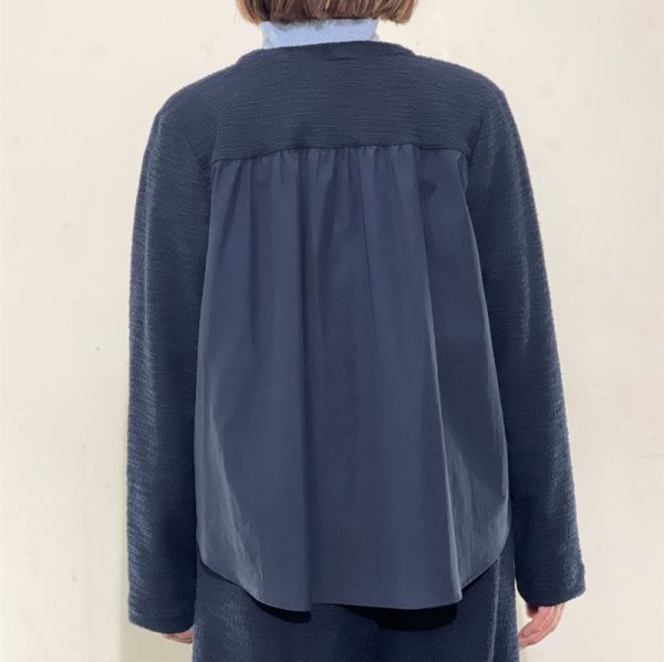 画像11: [cocora]カットソー 布帛使いクルージャケット (11)